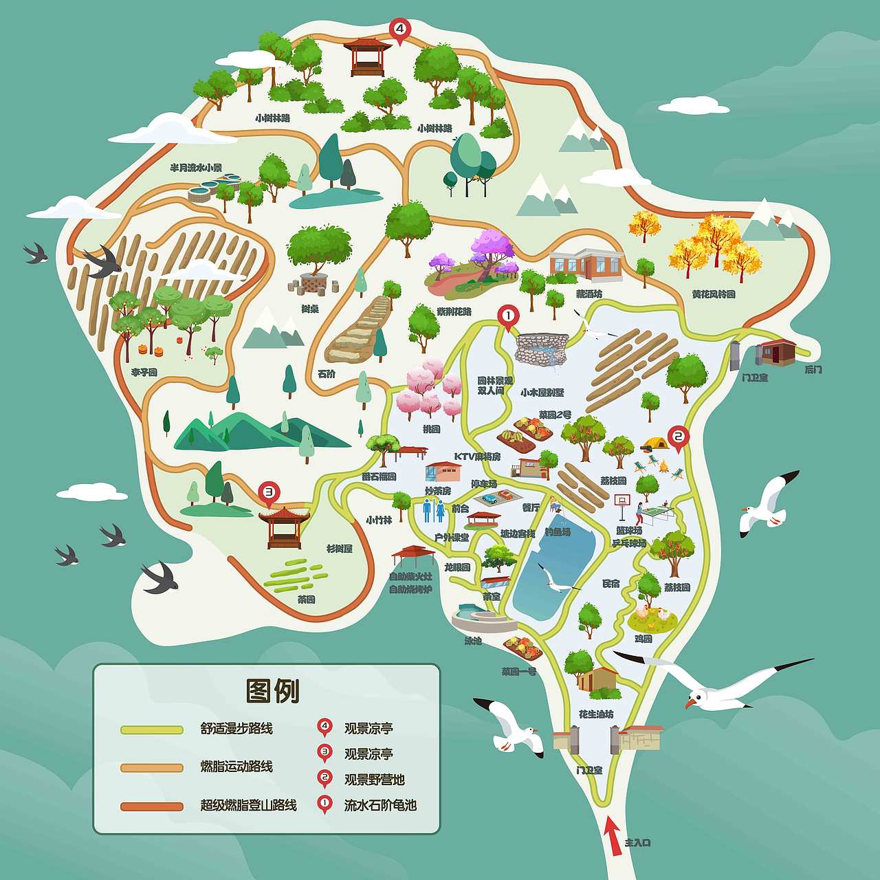 全域旅游景区导览手绘地图