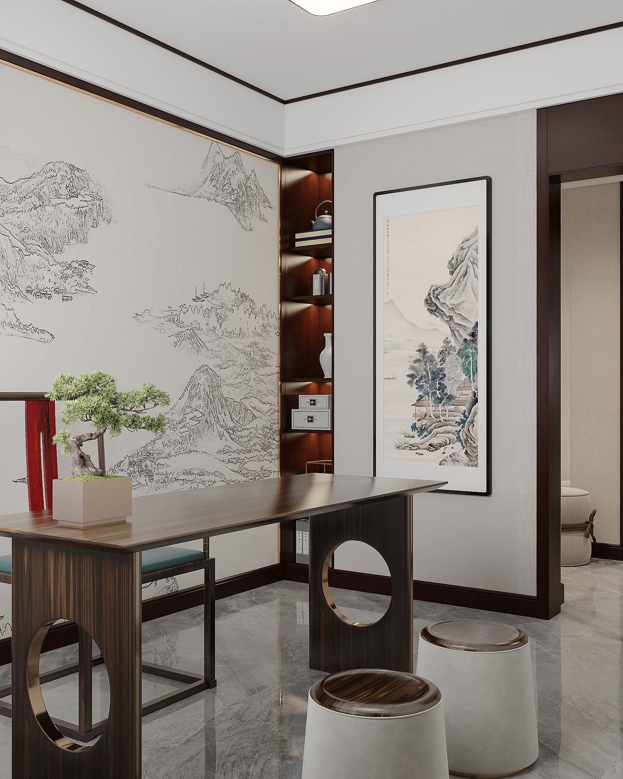 新中式客餐厅（图ZMzE0OTY0NjI4） - 家装设计 - 站酷设计师韩熙媛原创素材 - 站酷ZCOOL