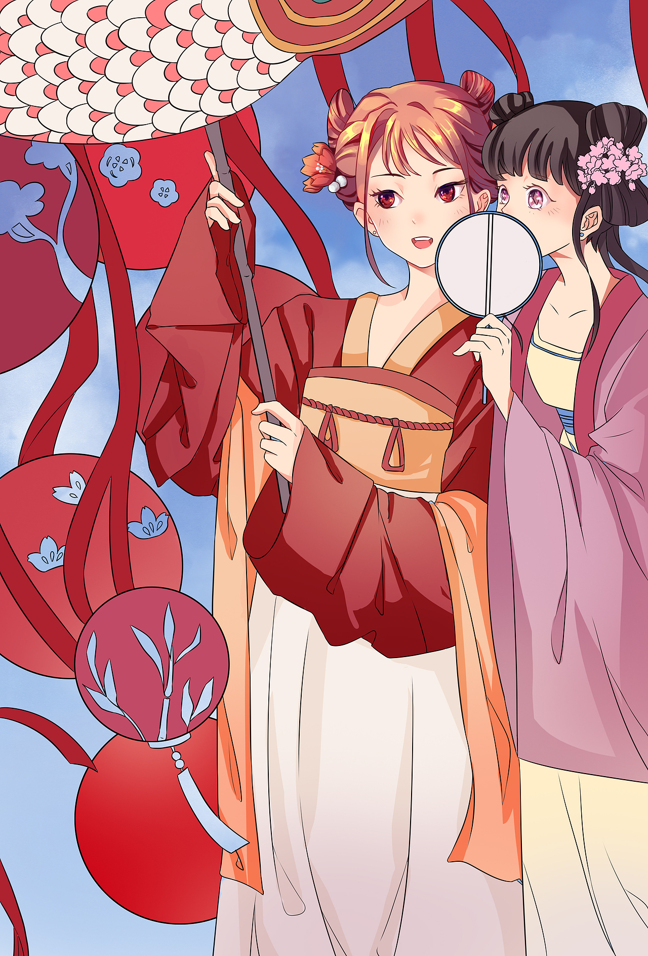 插画《逛庙会》（图ZMzE4Njg4NTcy） - 创作习作 - 站酷设计师爱偷懒佛系小蛋蛋原创素材 - 站酷ZCOOL