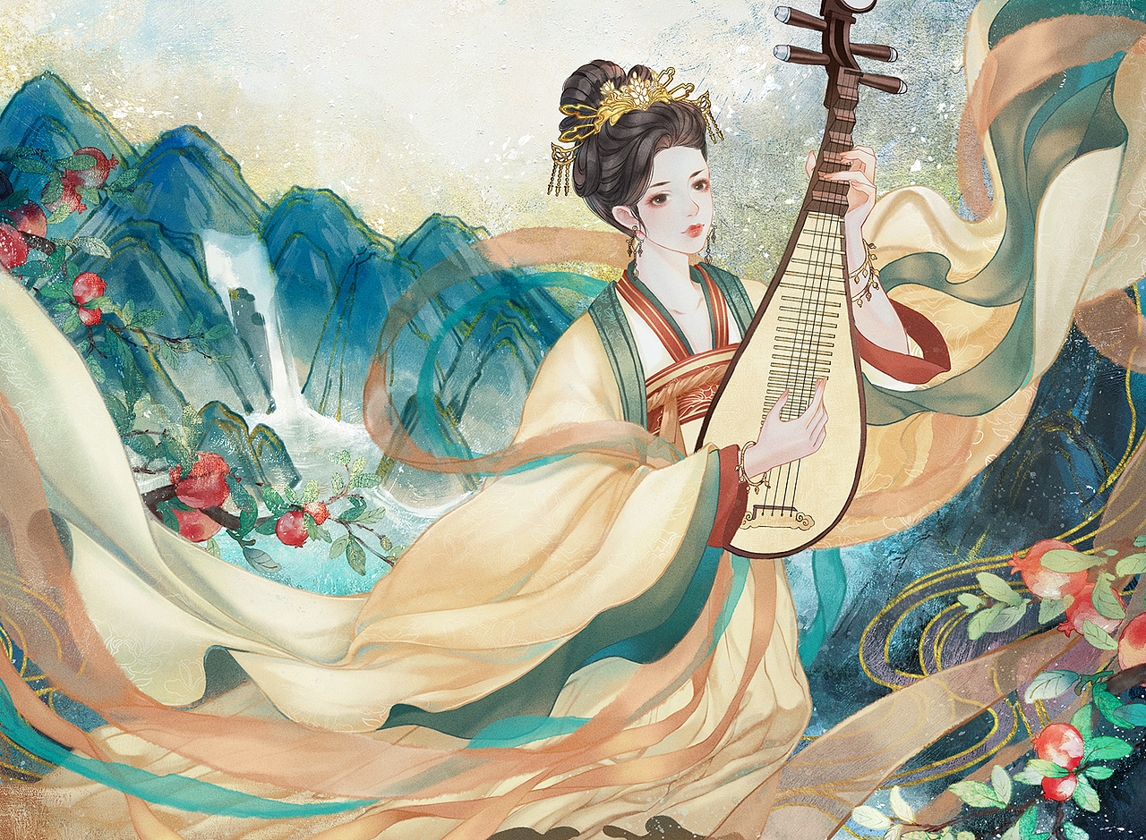 寻声暗问弹者谁？琵琶声停欲语迟。（图ZMzA5OTg2MjAw） - 创作习作 - 站酷设计师月弦_Y原创素材 - 站酷ZCOOL