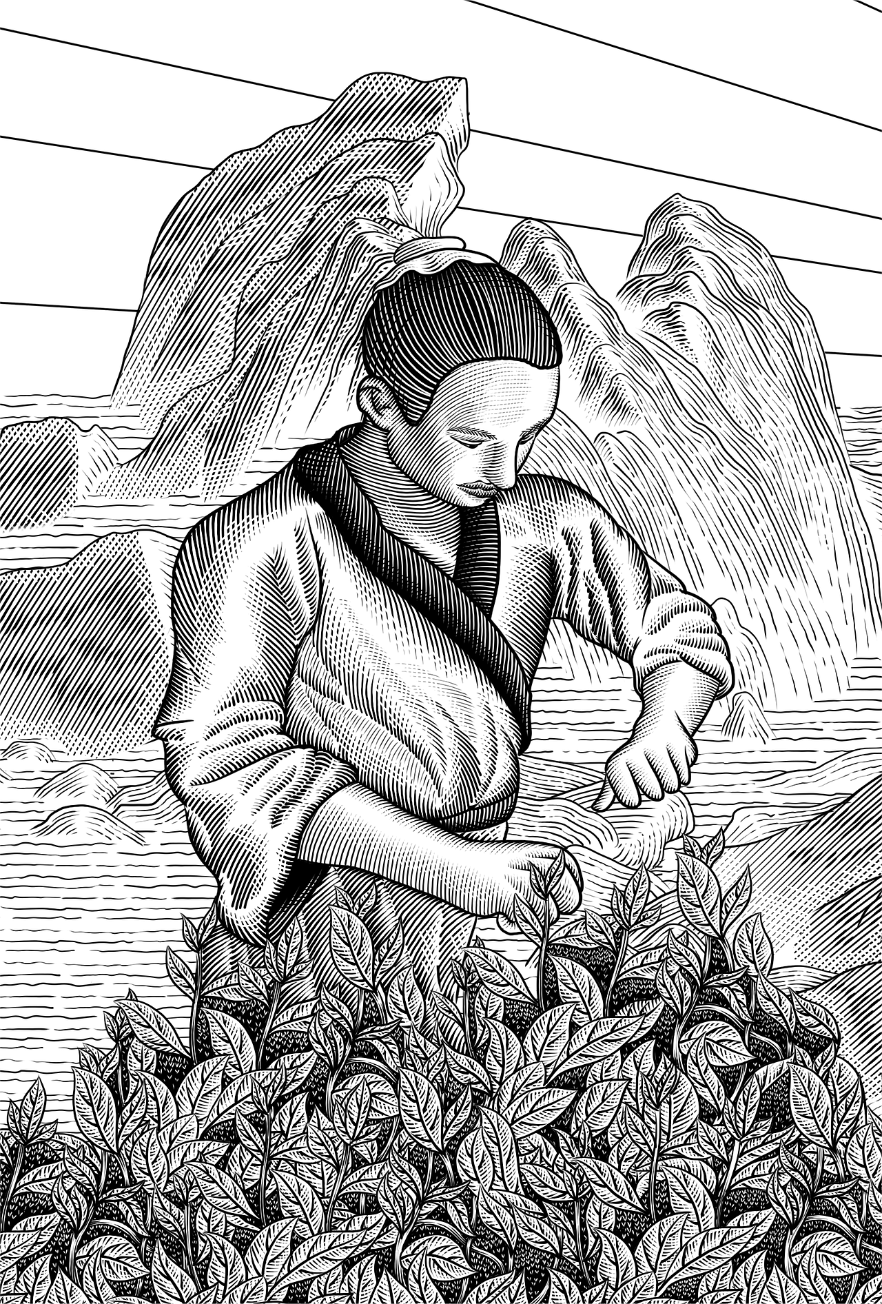 制茶包装插画 | 版画（图ZMzQzNjU1MTI4） - 商业插画 - 站酷设计师Camellia_9786原创素材 - 站酷ZCOOL