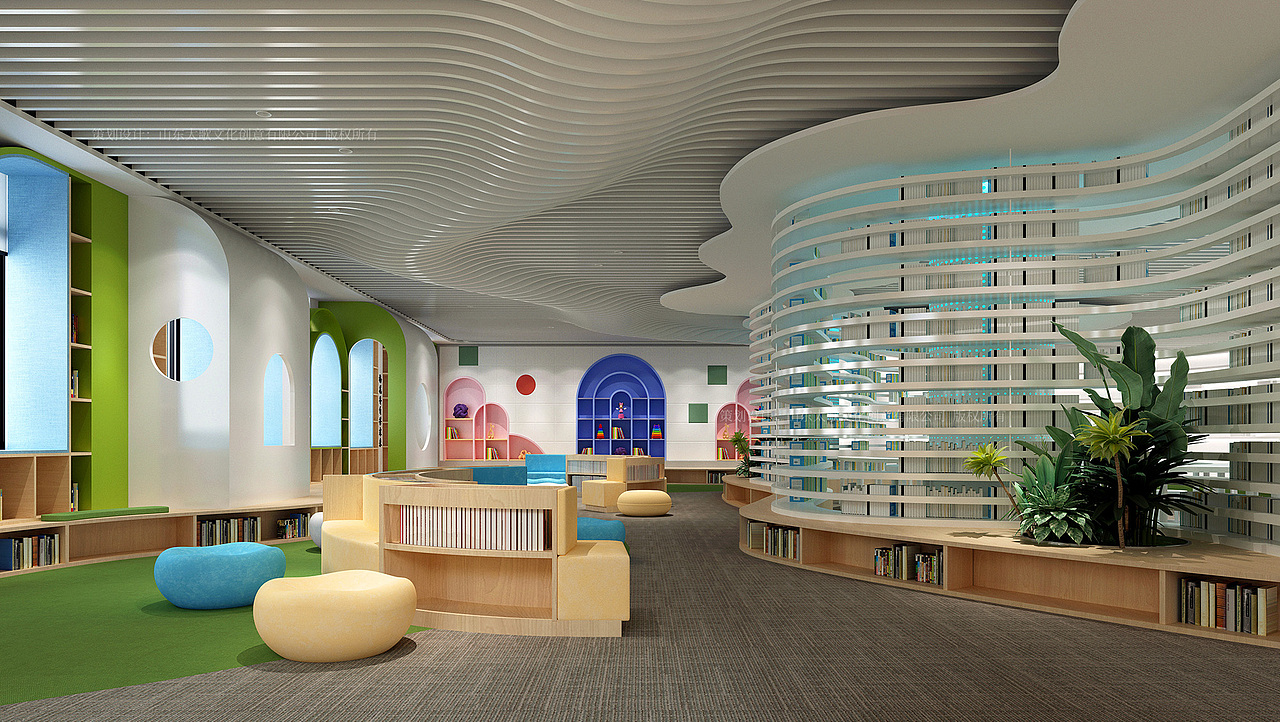 云世界实验小学图书馆设计（图ZMzI2MjM0NTA4） - 商业空间设计 - 站酷设计师太歌创意原创素材 - 站酷ZCOOL