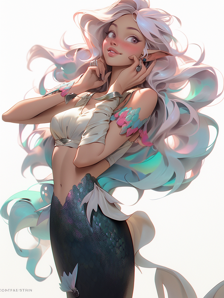 021期|Midjourney Niji 咒语绘图|美人鱼3