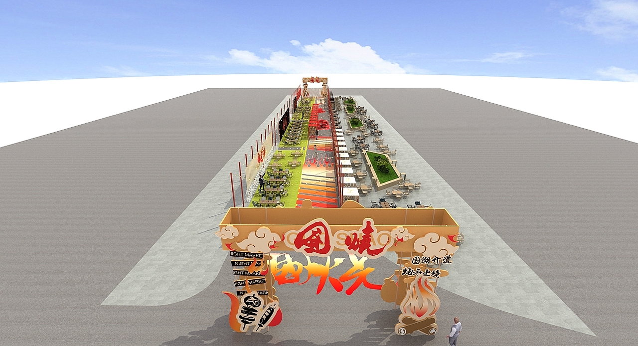 夜市烧烤集市3D市集效果图（图ZMzU2MDUzOTI0） - 建筑/空间 - 站酷设计师AK212原创素材 - 站酷ZCOOL