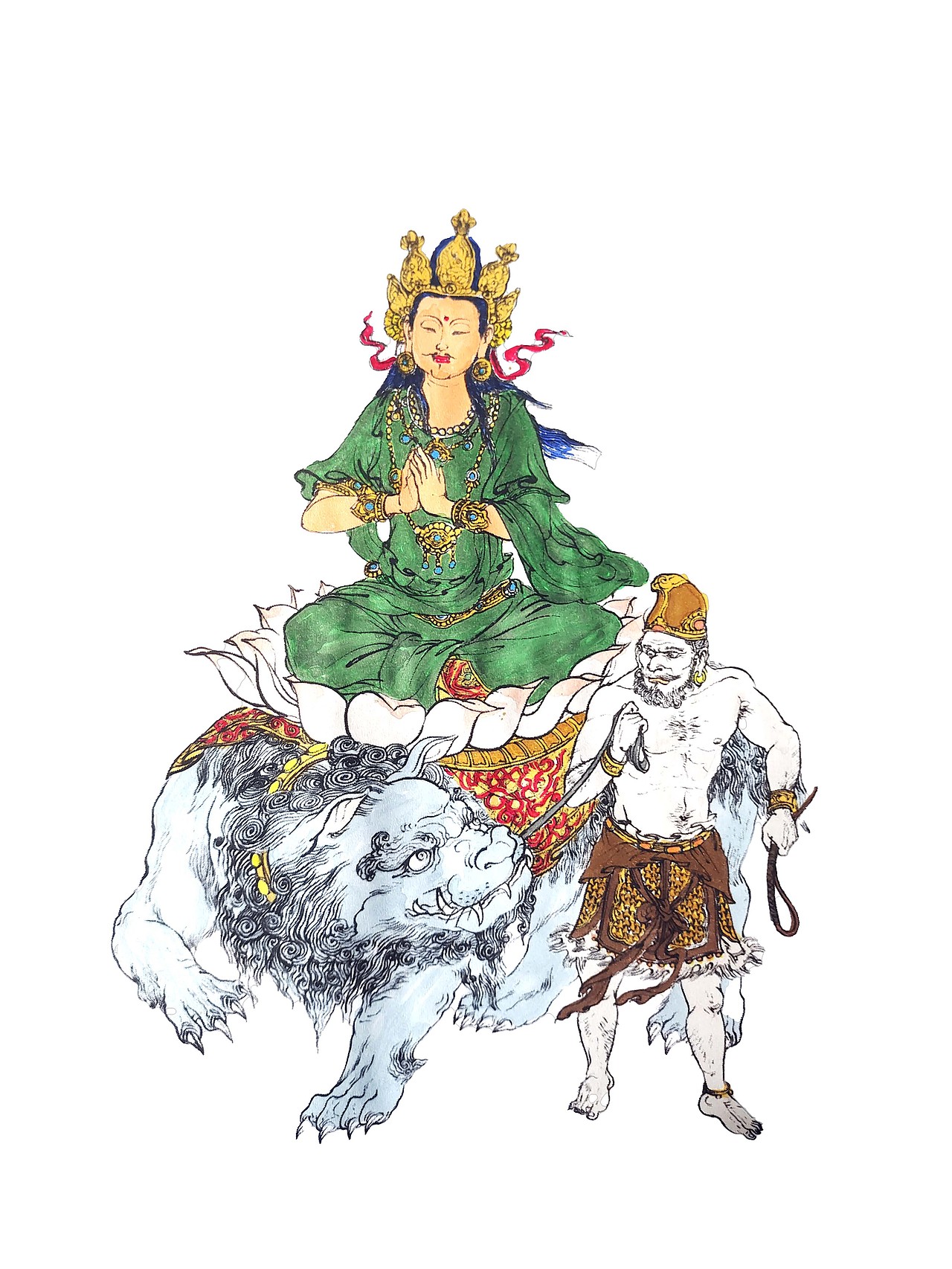 《西游记》白描人物设色之文殊菩萨（图ZMzAwNjU4MTg0） - 创作习作 - 站酷设计师萧石无语原创素材 - 站酷ZCOOL