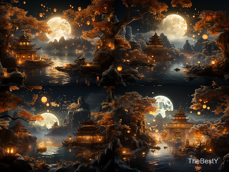 AI创作——基于Midjourney的中秋夜晚场景制作