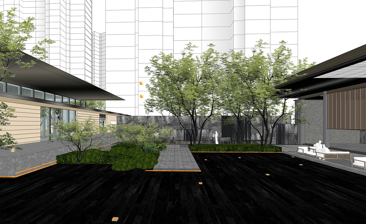 南京扬子置业示范区景观SU模型下载