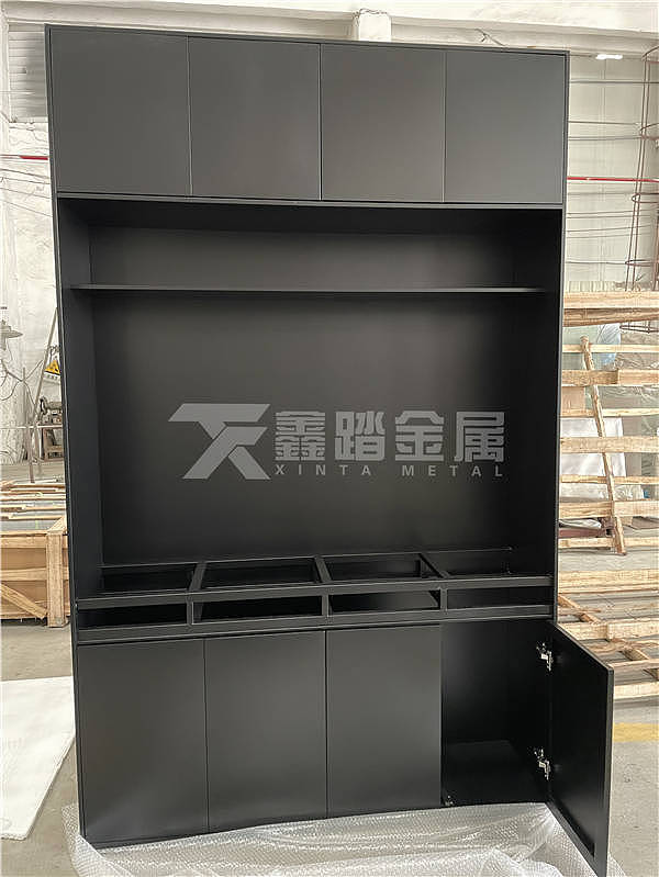 哑光黑金一体电视壁柜不锈钢背景柜304壁龛装饰