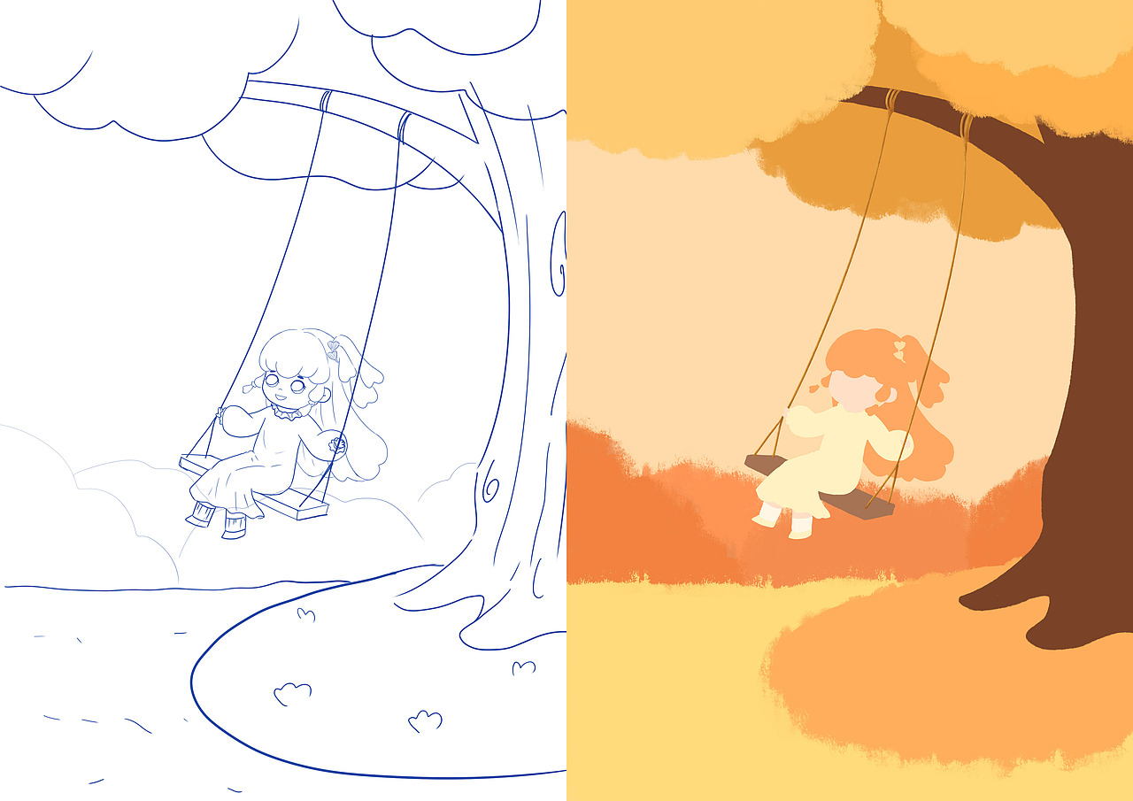 儿童插画场景-四季