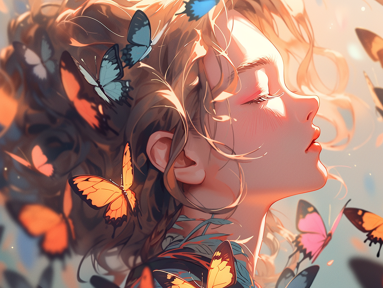 Midjourney 咒语练习|🦋蝴蝶与少女🦋（图ZMzQyOTQ0NDg4） - Logo - 站酷设计师Eimer0312原创素材 - 站酷ZCOOL