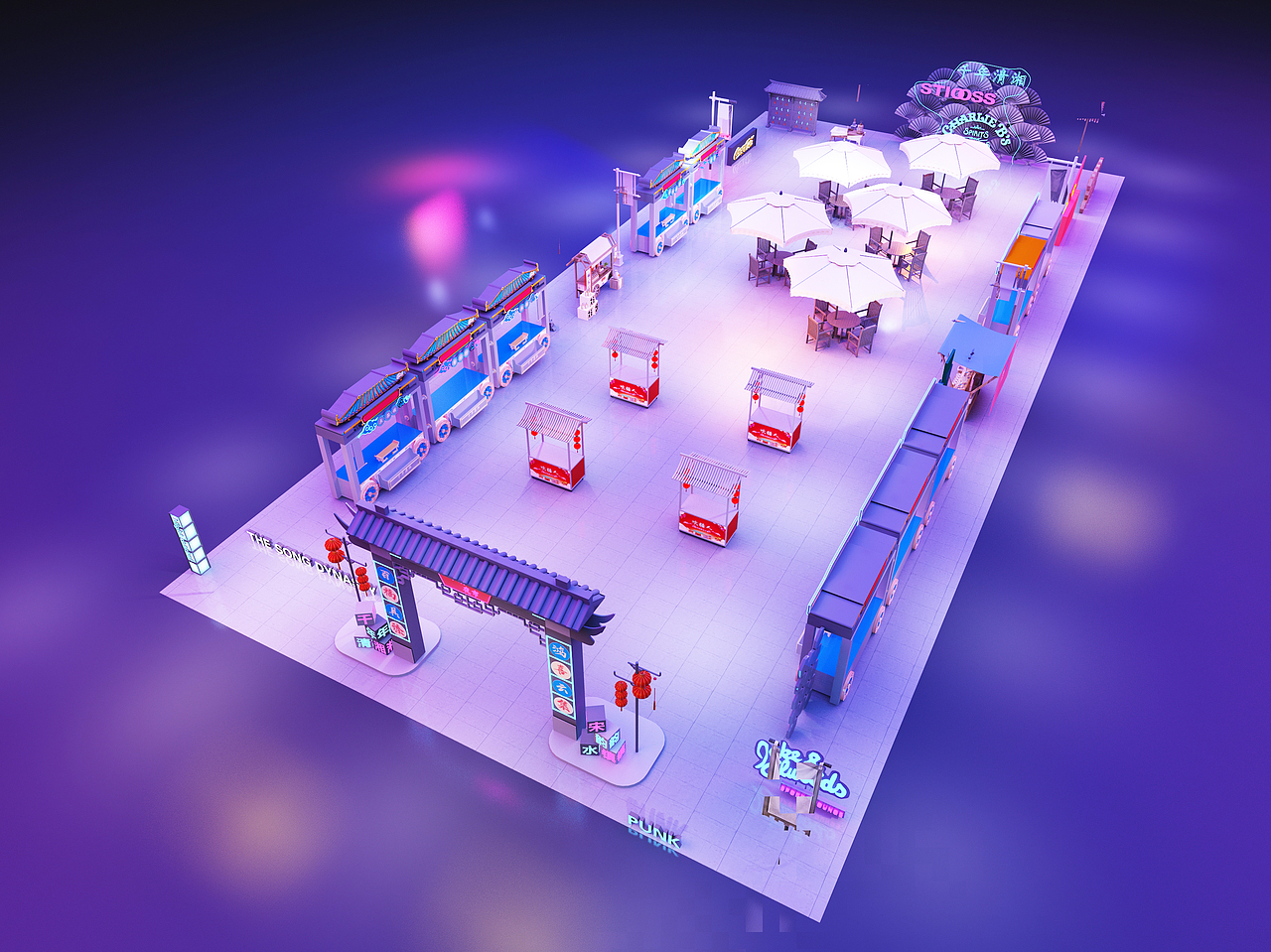 3D效果图设计 中式赛博朋克活动