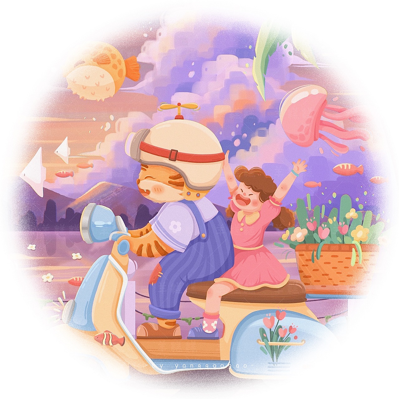 一起去兜风吧,迎着夕阳~