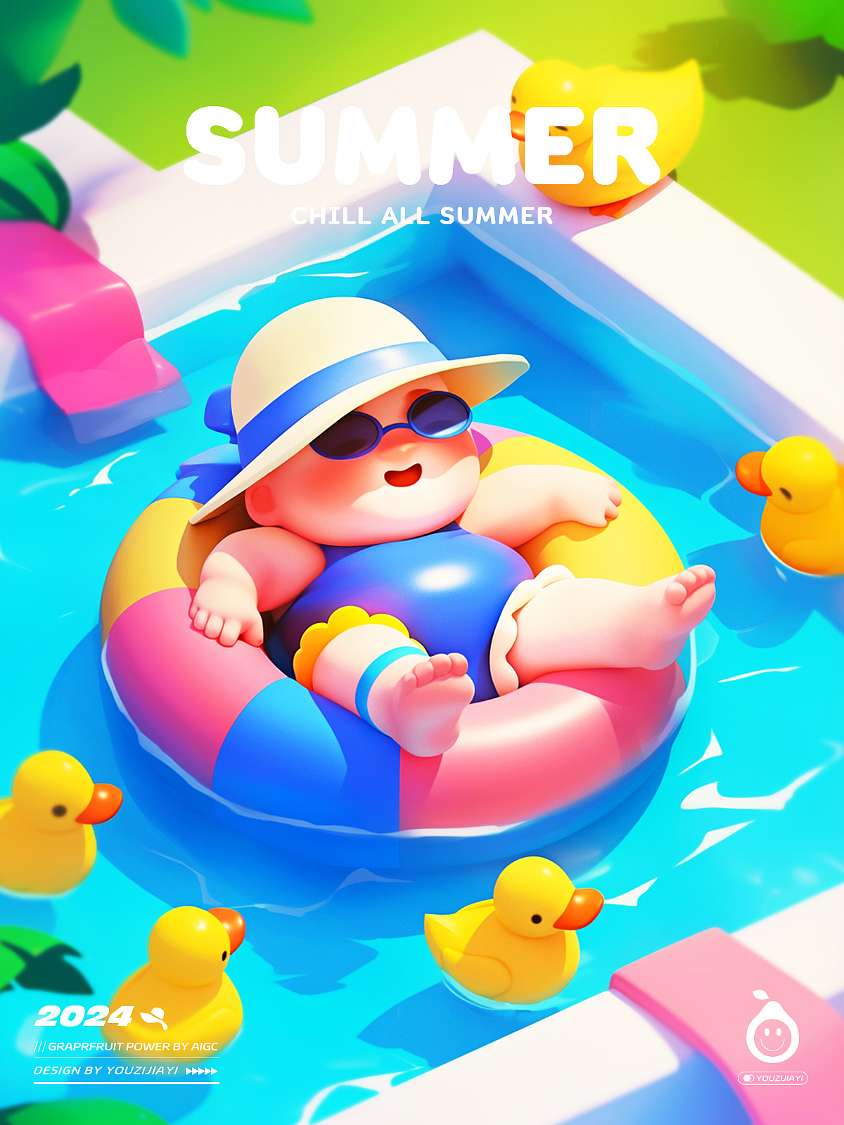 AIGC-运营插画设计【冰凉一夏】（图ZMzcwNzk4OTEy） - 商业插画 - 站酷设计师柚子加一原创素材 - 站酷ZCOOL