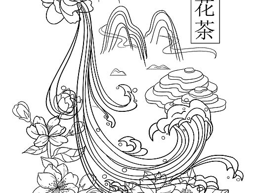 茉莉花茶包装插画