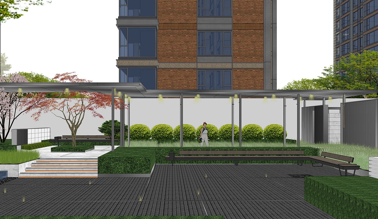 中海東港大区景观SU模型下载