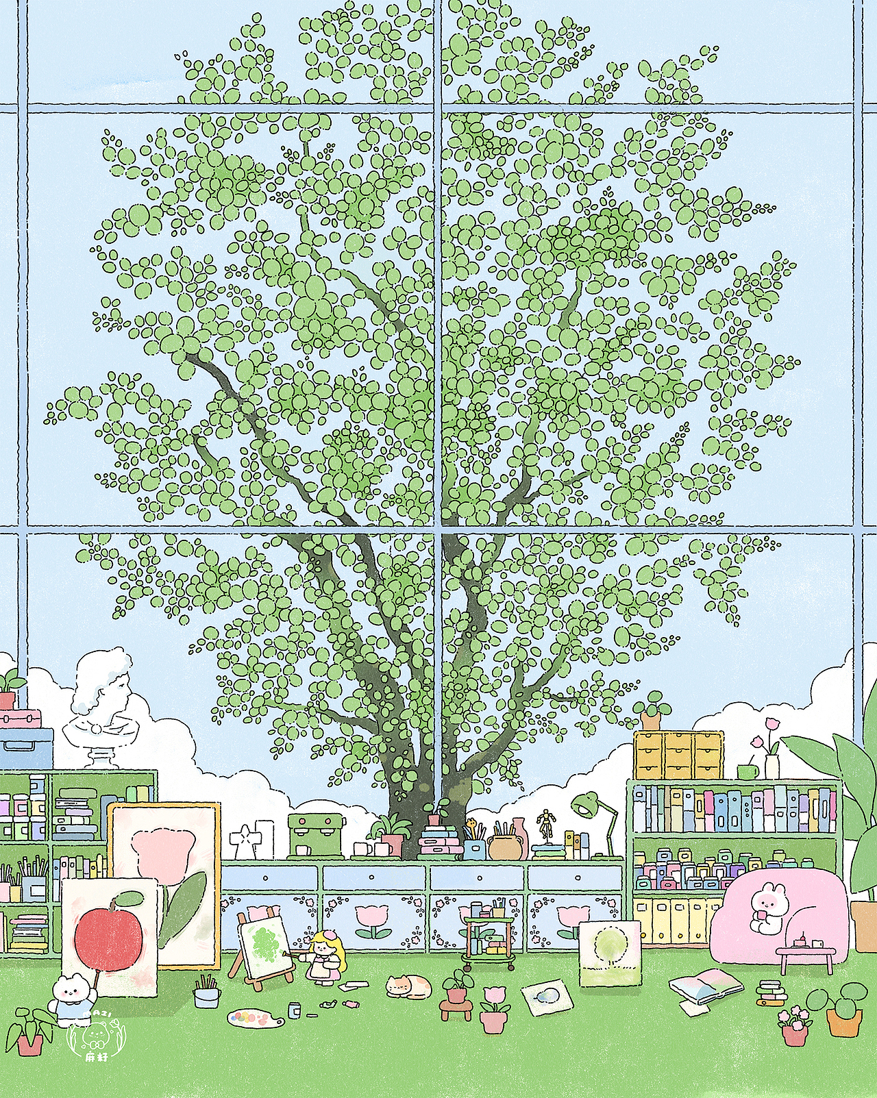 有花小岛的四季（图ZMzU1MzcxOTg0） - 商业插画 - 站酷设计师MAZI麻籽原创素材 - 站酷ZCOOL