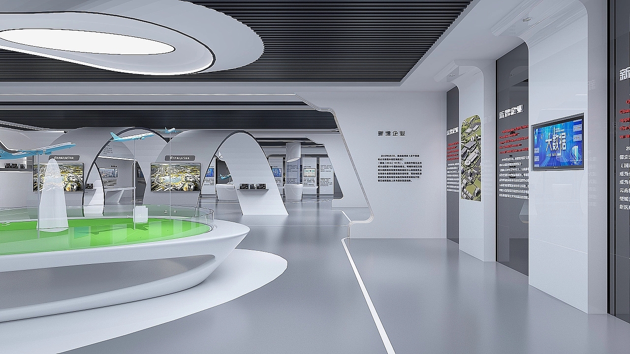 航空企业展厅现代风（图ZMzE3NTkwMzU2） - 场景 - 站酷设计师治术艺空原创素材 - 站酷ZCOOL