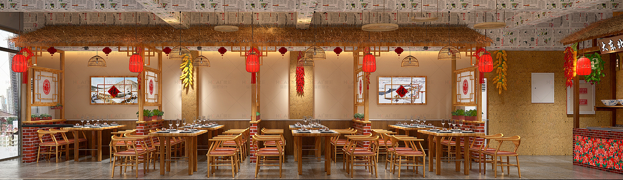 大东北农家菜（图ZMzAzNDY2NTYw） - 酒店餐饮设计 - 站酷设计师餐饮空间设计原创素材 - 站酷ZCOOL