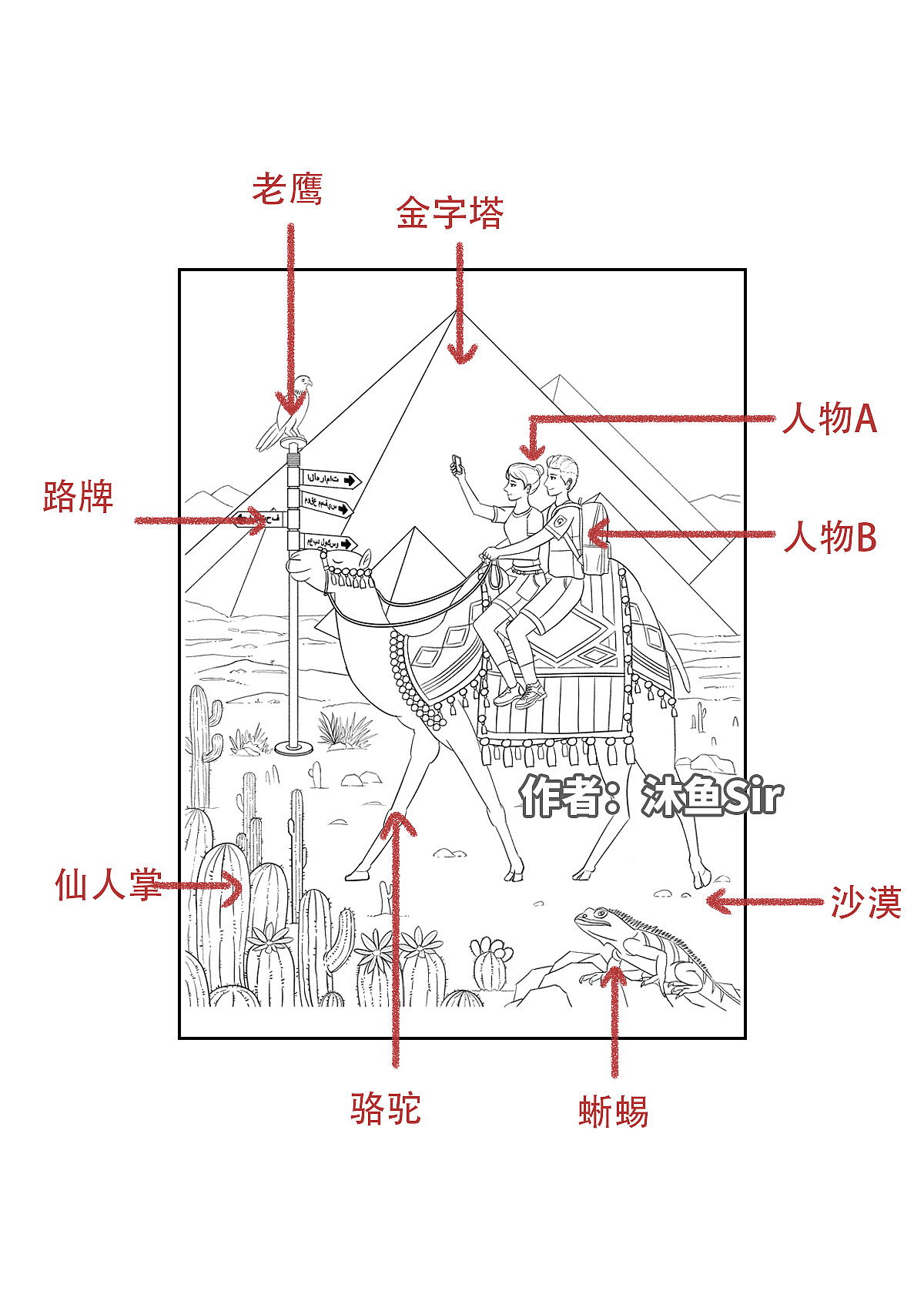 原创插画|场景插画(沙漠旅行)