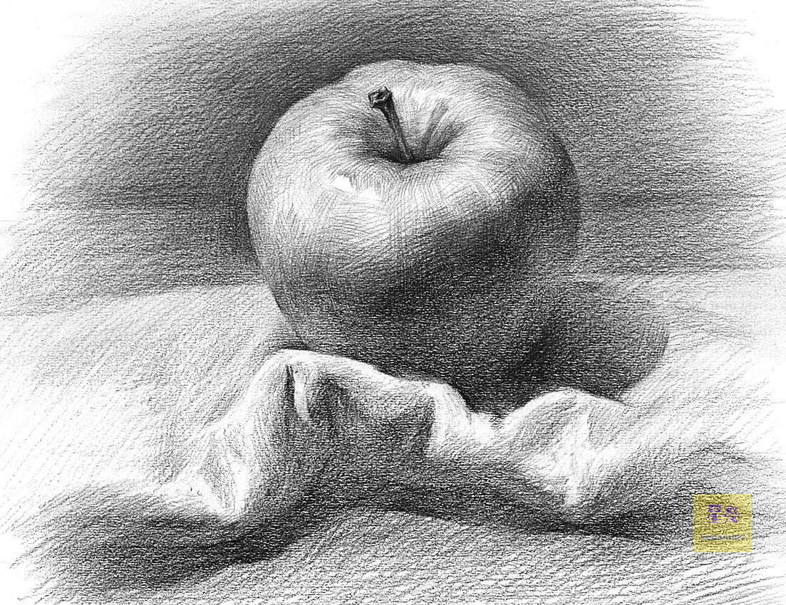 素描静物组合——正方体苹果组合训练（附视频） 宝藏美术网校_课程