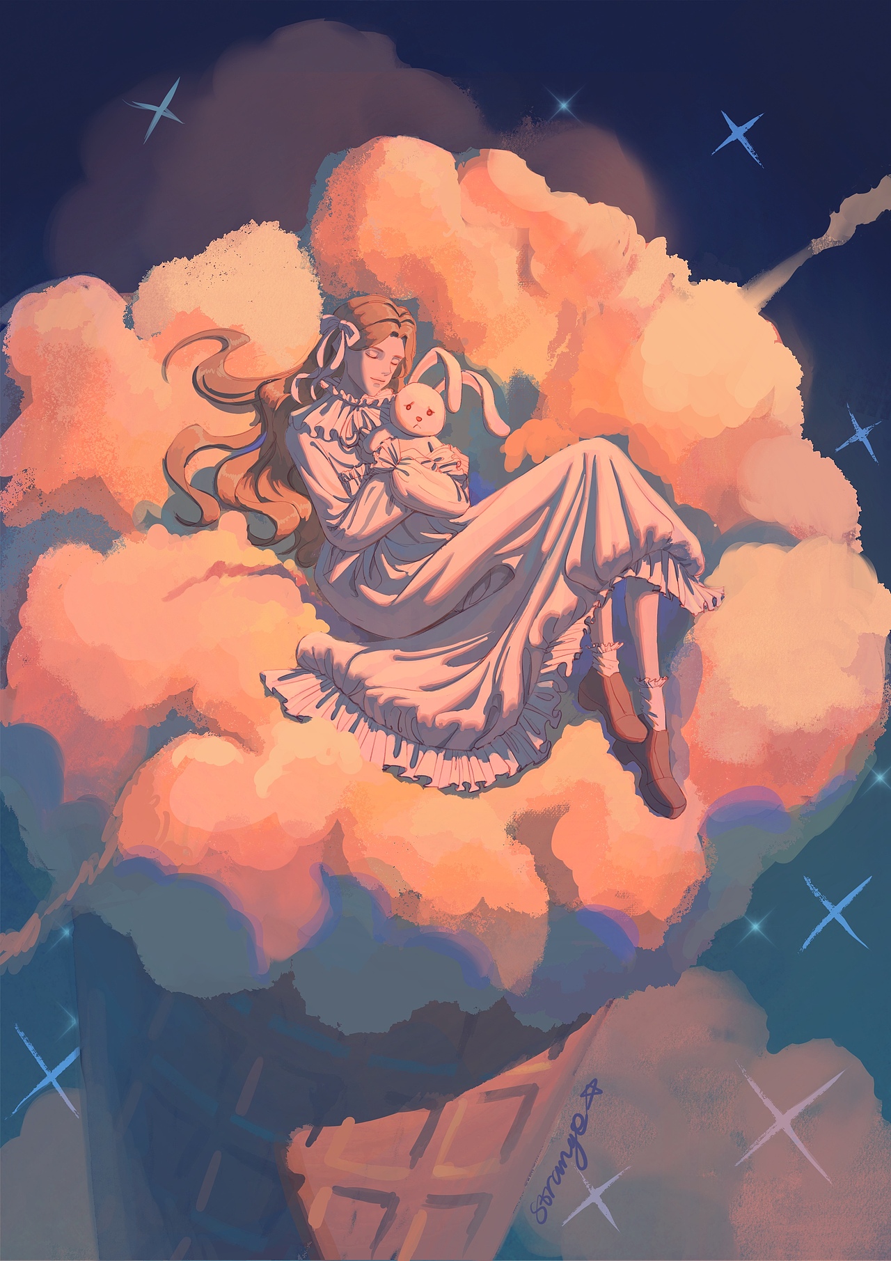 云朵冰激凌少女插画_卷毛猫小怪-站酷zcool