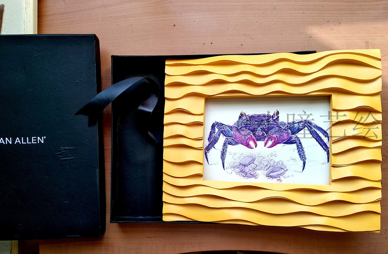 彩色圆珠笔手绘螃蟹——@小曈艺绘