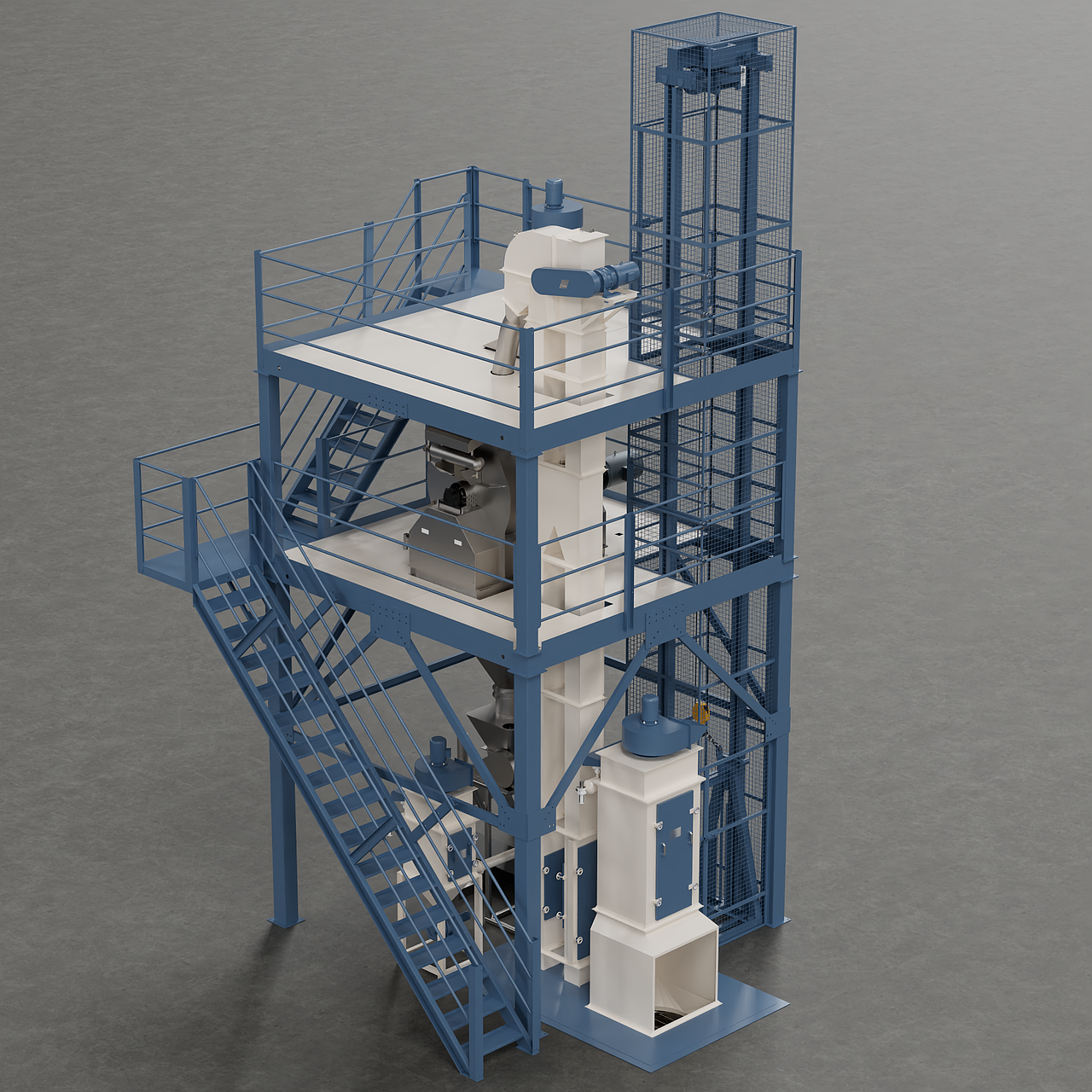 HHDJ斗提上料饲料添加剂生产线动画