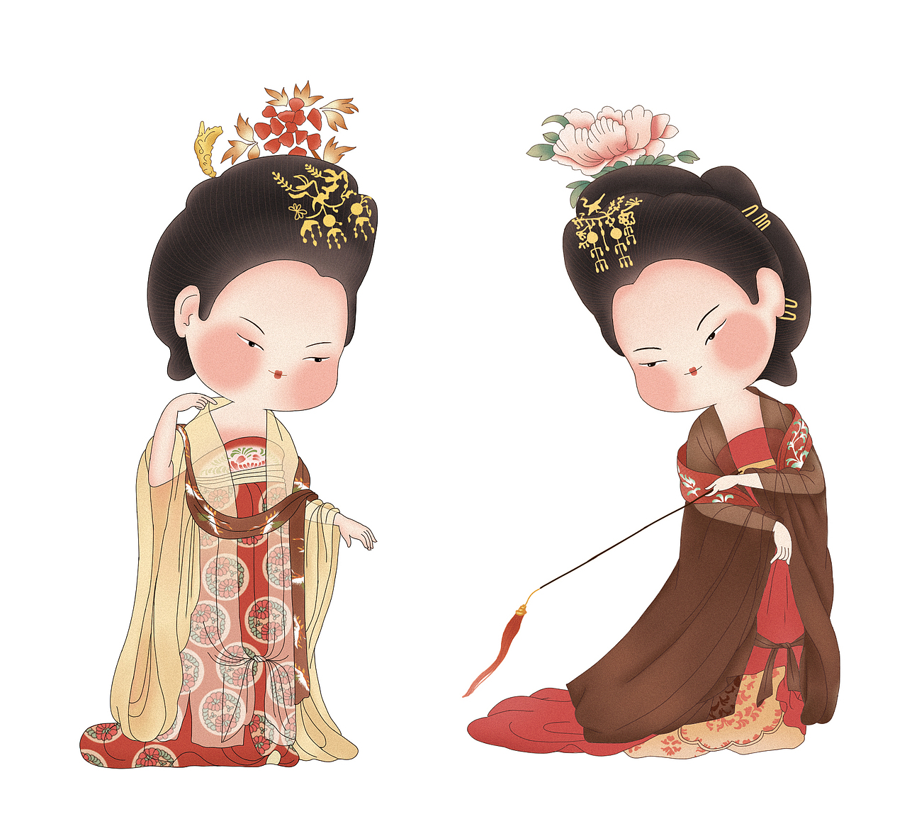 簪花仕女图（图ZMzAxOTU2MjMy） - 商业插画 - 站酷设计师那个村的富贵原创素材 - 站酷ZCOOL