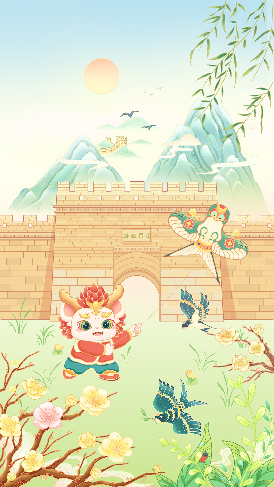 达达龙壁纸——当初春遇到长城