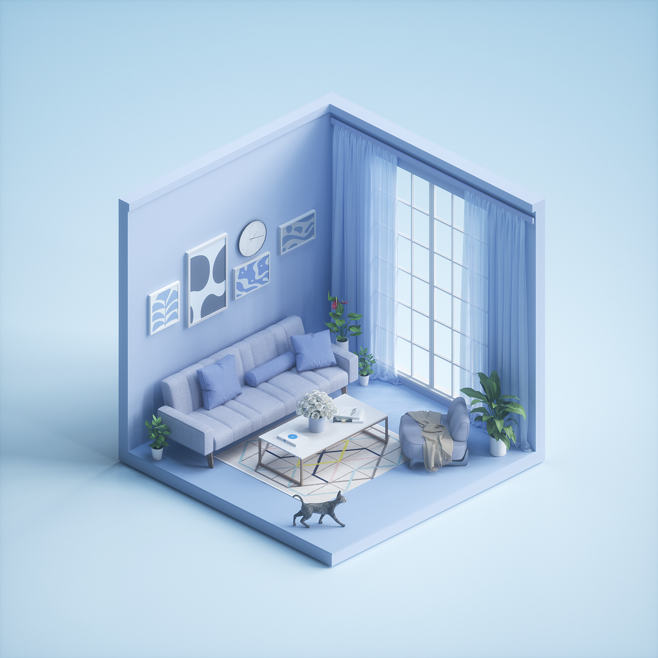 蜂巢行动-有猫的客厅（图ZMzIzNTc1MzI4） - 场景 - 站酷设计师阿锐斯克原创素材 - 站酷ZCOOL