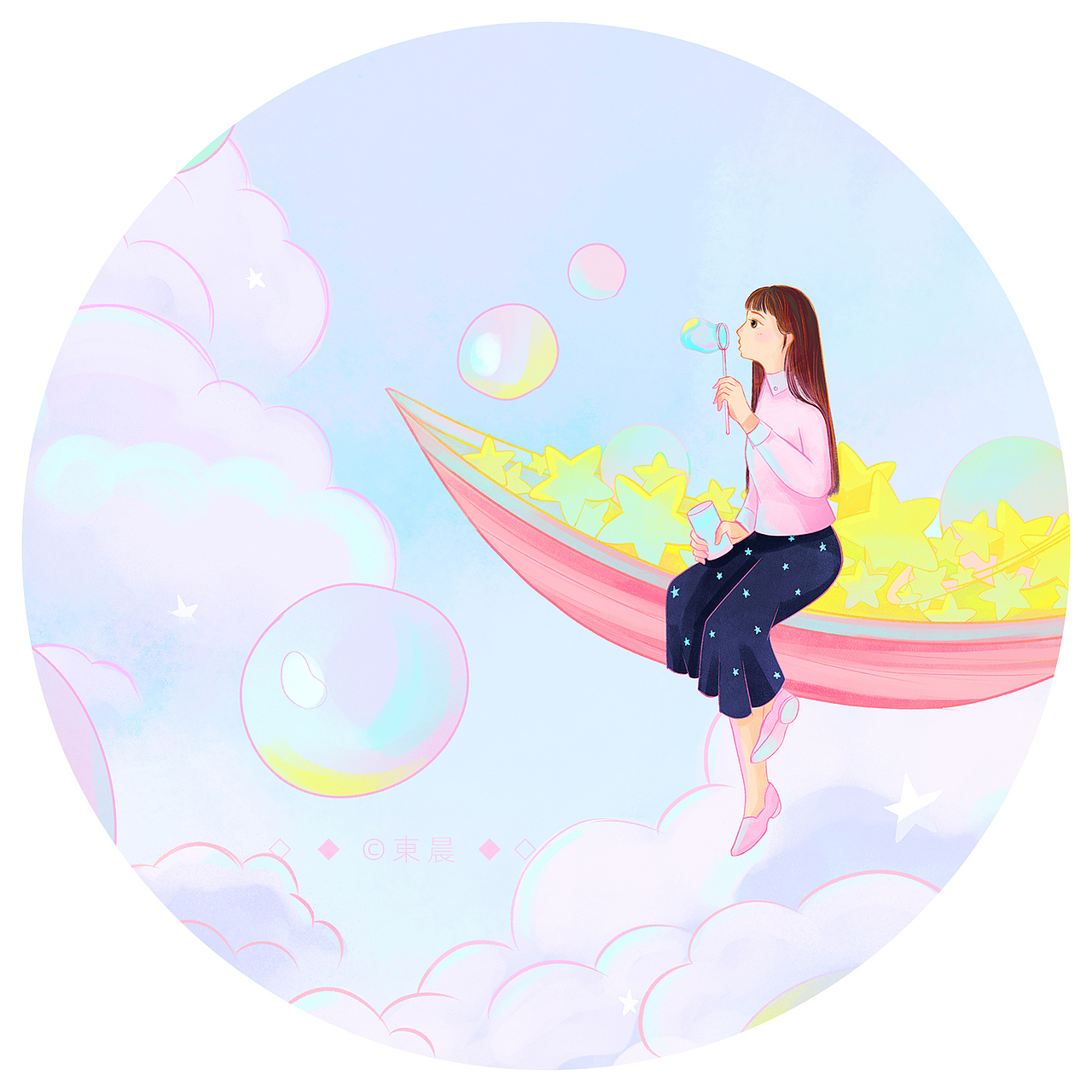 少女星星成长系列幻想插画（图ZMzM1ODQxMDgw） - 商业插画 - 站酷设计师東晨原创素材 - 站酷ZCOOL