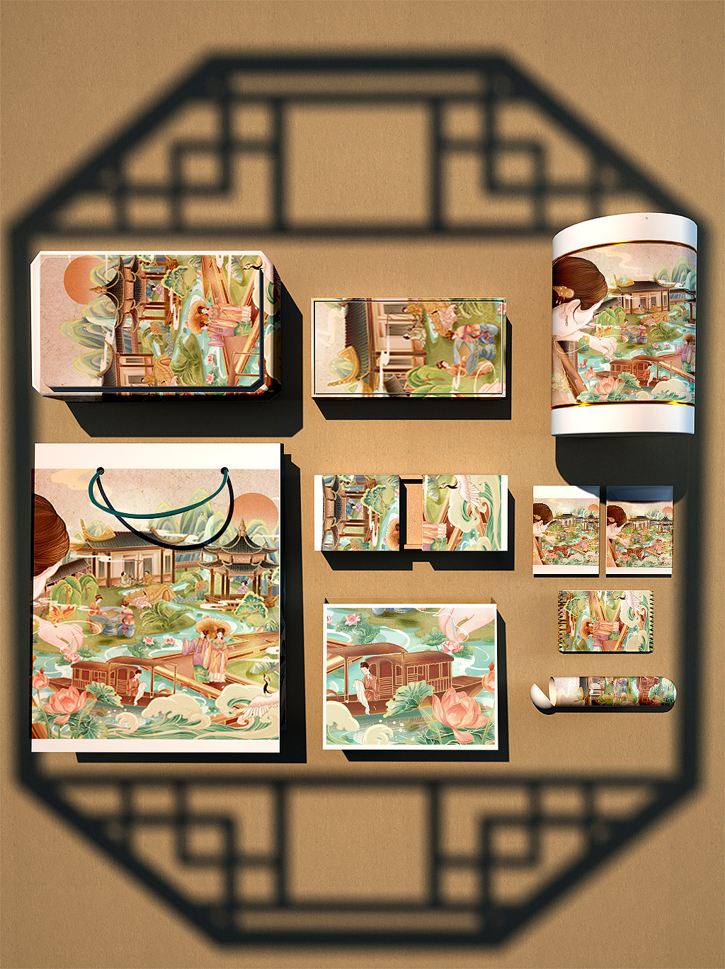 苏绣/非物质文化遗产国潮插画