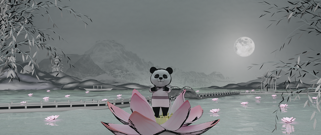 【Blender】烟柳画桥,十里荷花|动态冥想