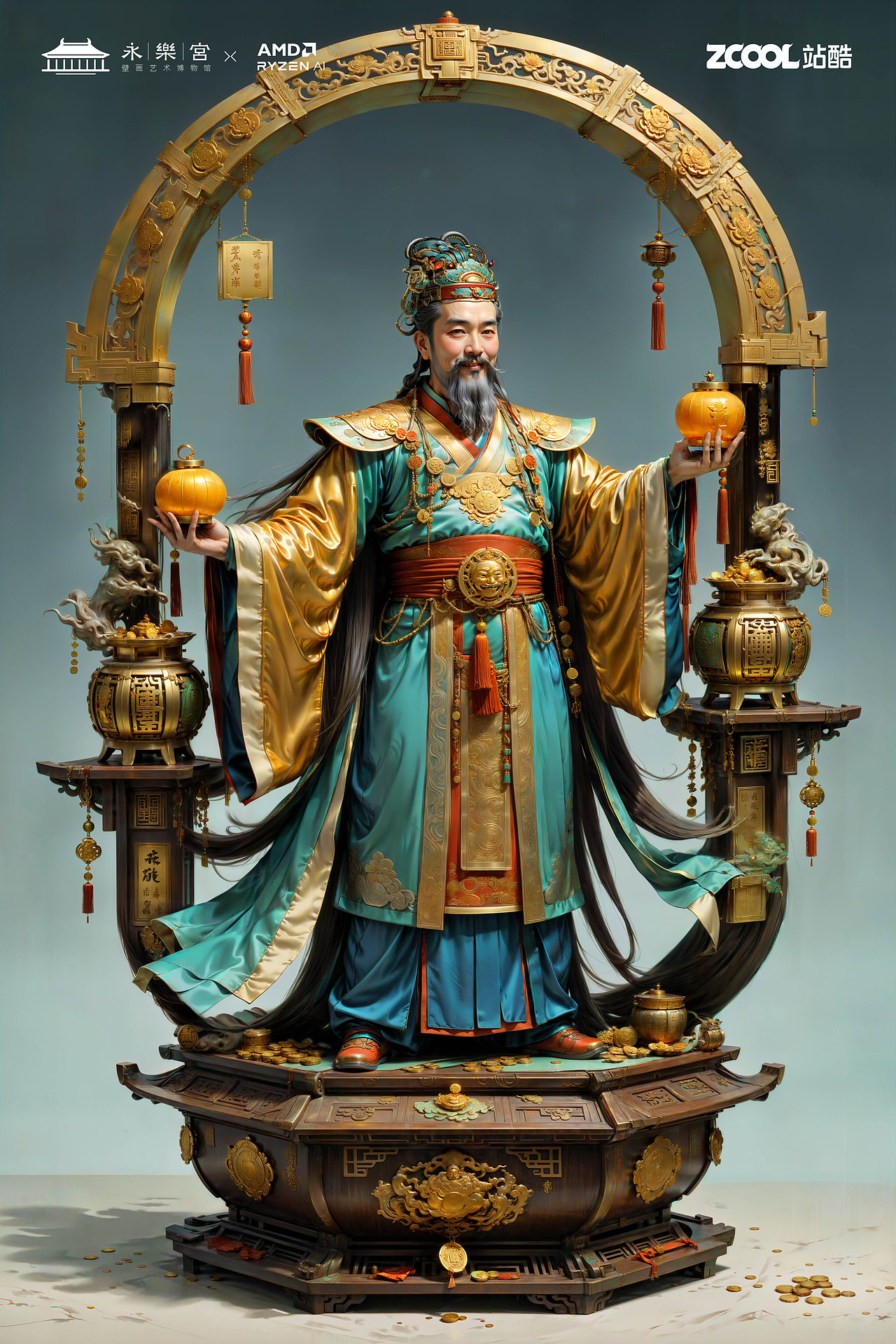 朝元群仙 赛博集结（图ZMzU4NjcyMzQ4） - AI作品 - 站酷设计师鲨鱼丹原创素材 - 站酷ZCOOL