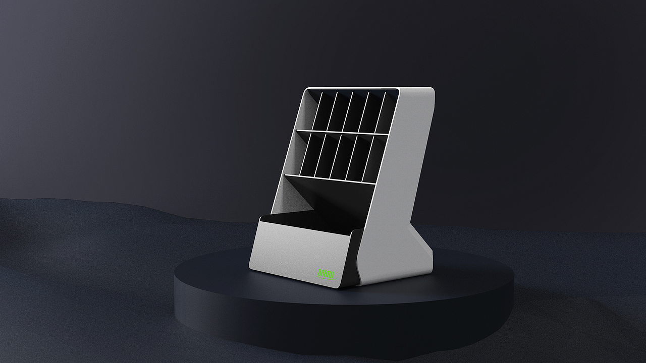 1-设计
高级感 律动性 层次感<br>简洁几何造型,极简风格,白色外壳包裹内部置物空间,整体斜切造型让产品更具有动态性格,且满足于产品放置时收纳物品拿取方便,接触面积更大,陈列整齐且有层次感。