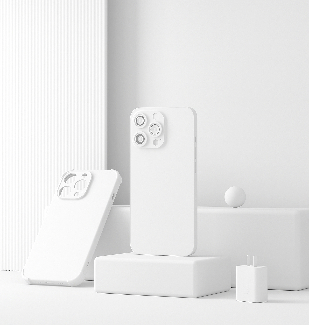 苹果15渲染图场景建模充电器建模渲染iPhone15概念图