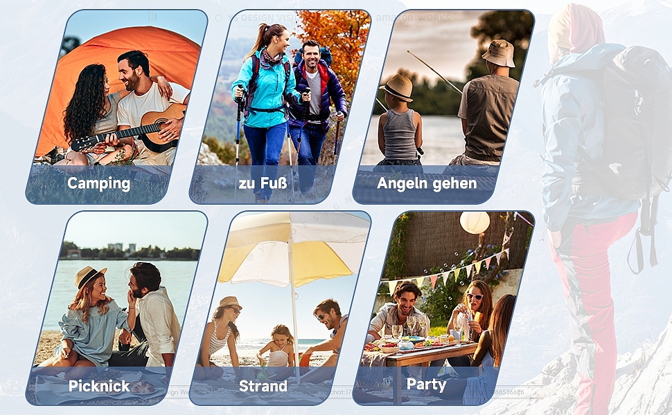 亚马逊蓝色露营垫主副图A+图片设计