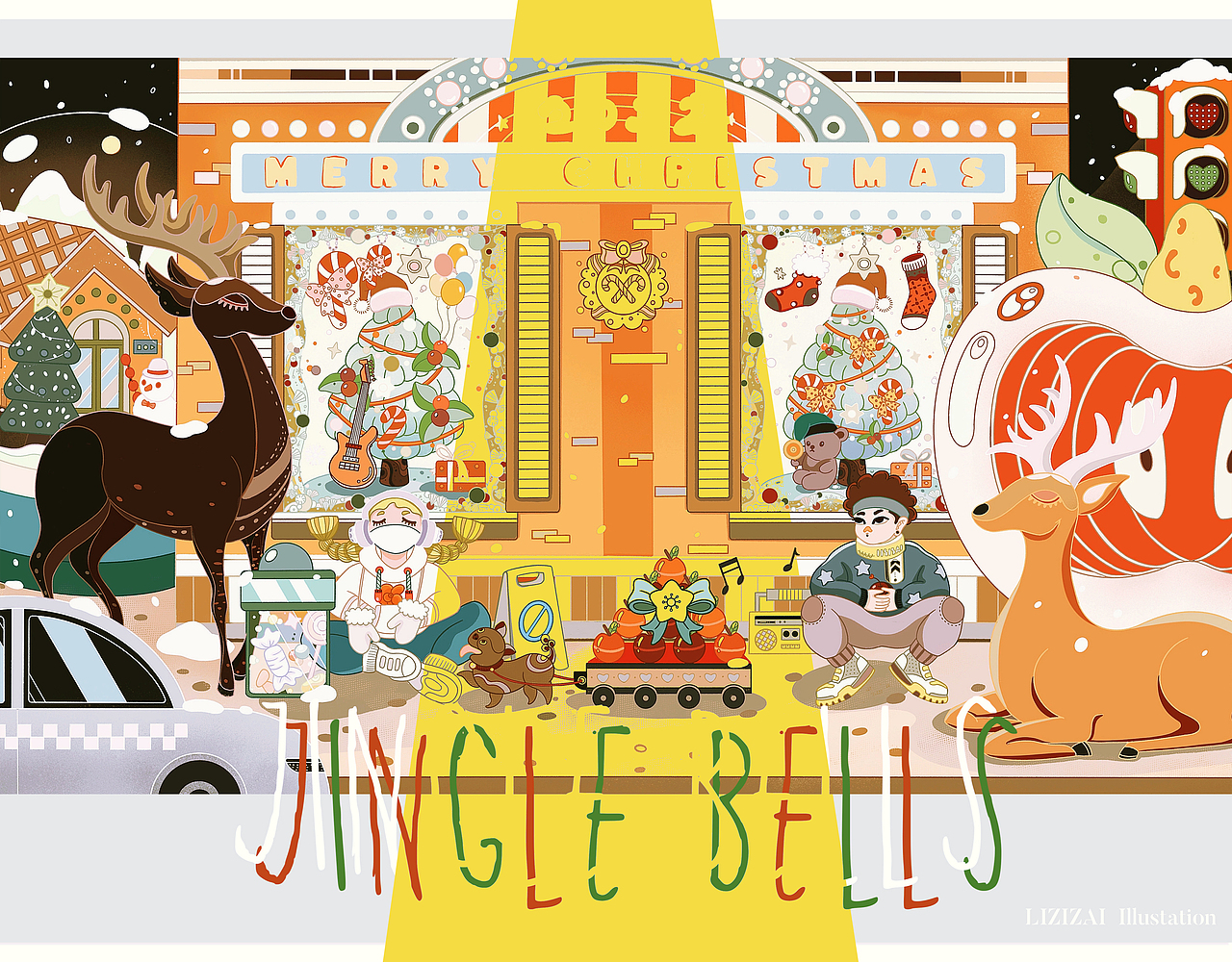 圣诞节主题海报插画礼盒包装——jingle bells