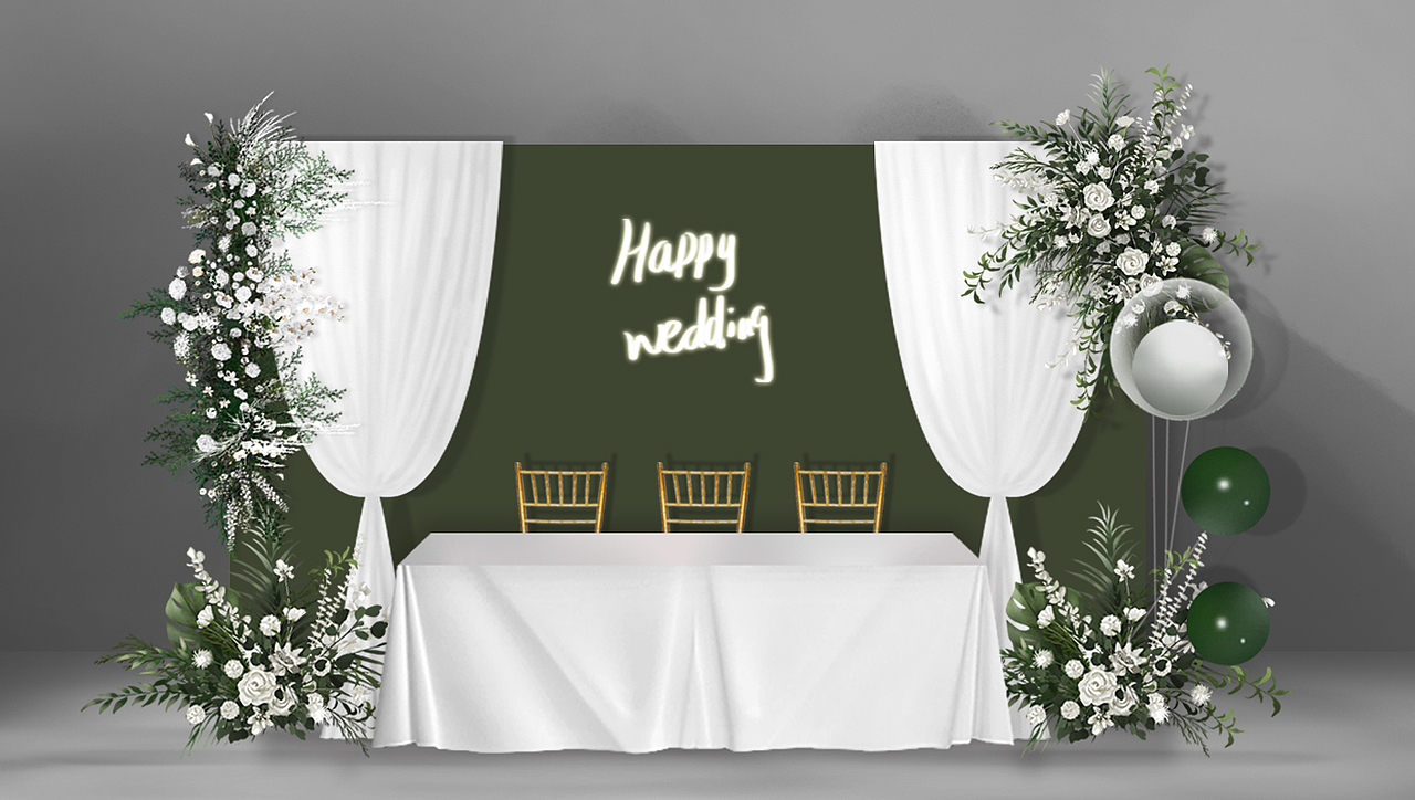 白绿婚礼场景设计