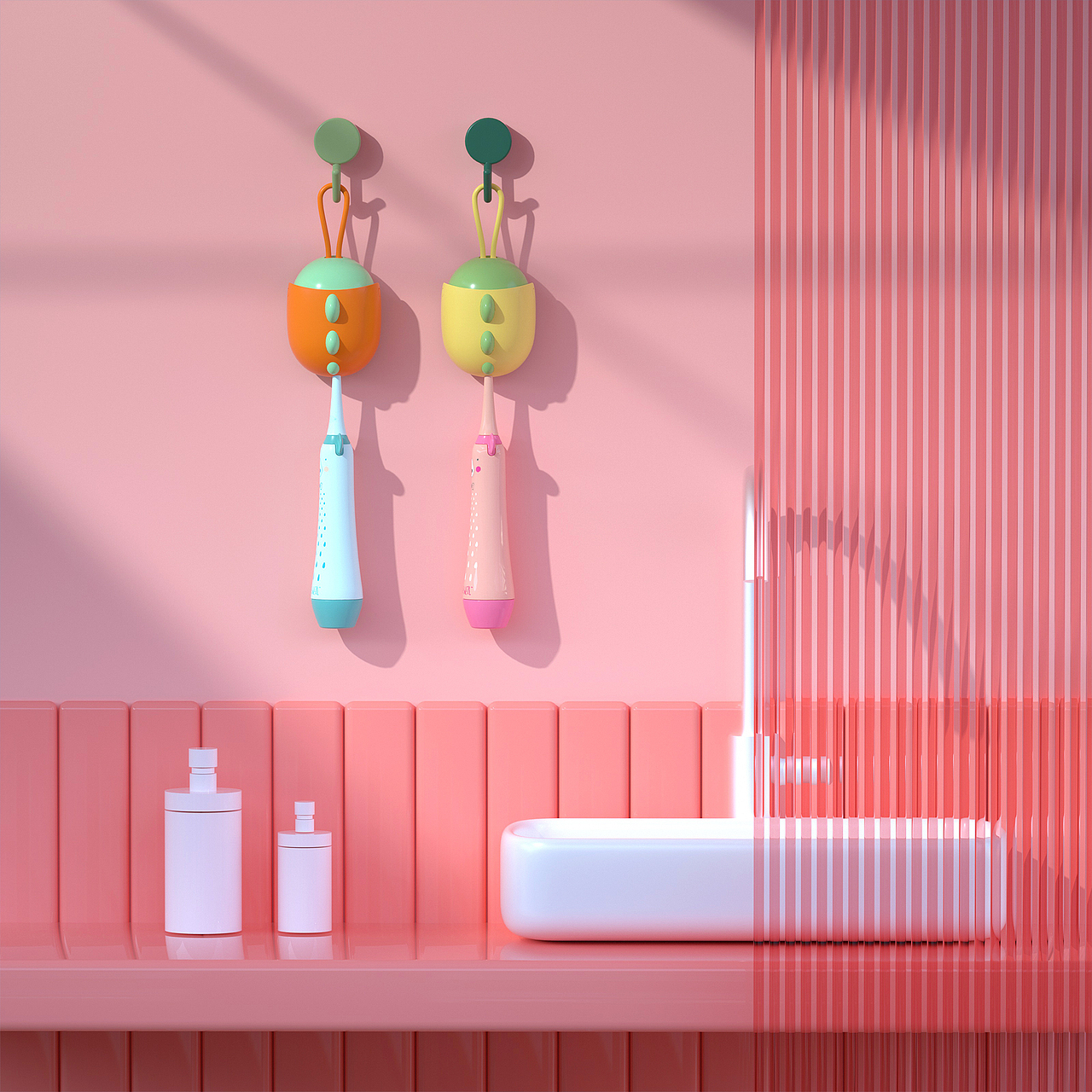 牙刷消毒盒，可爱的造型，可爱的配色