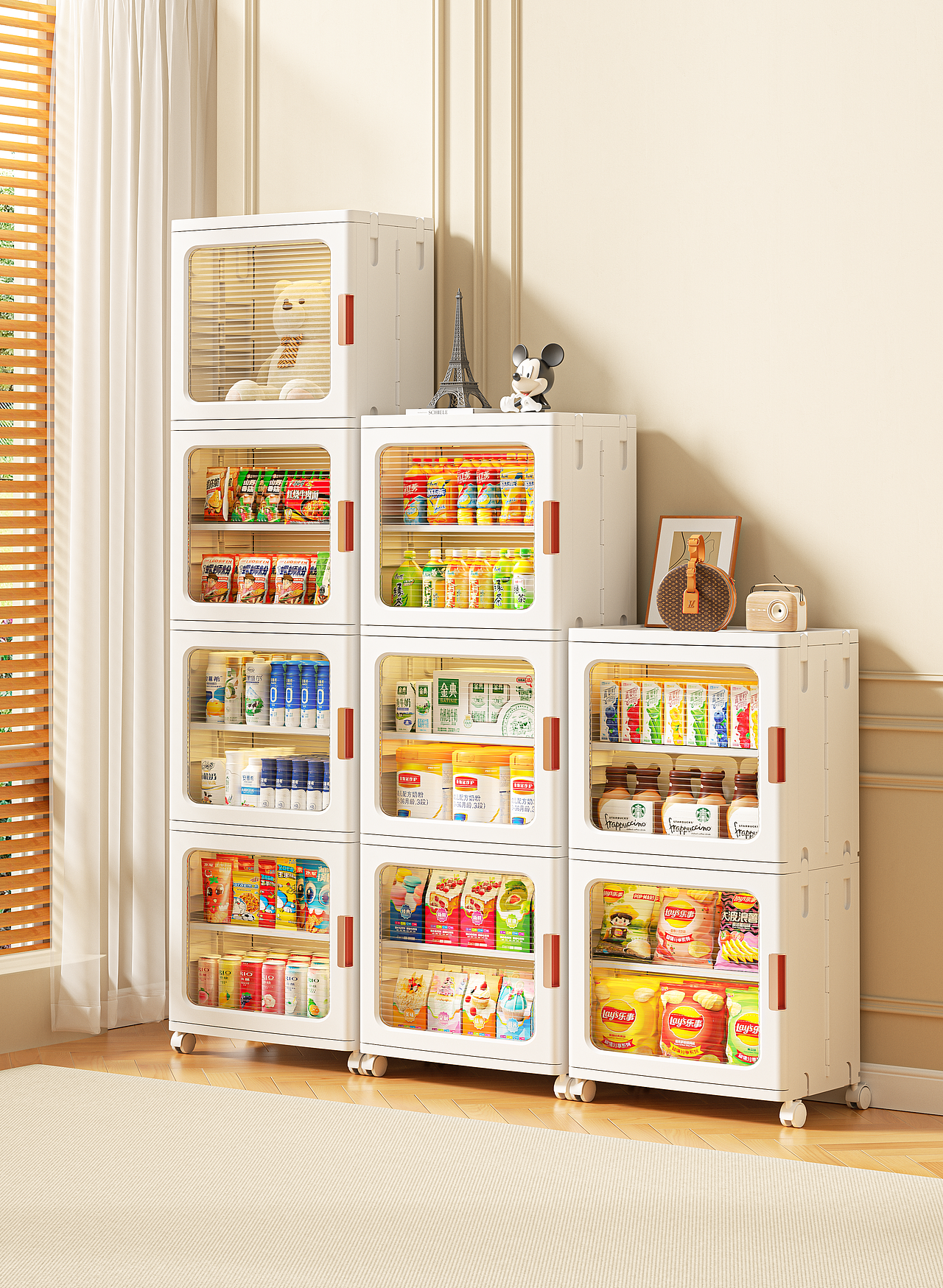 折叠收纳柜渲染+详情页设计