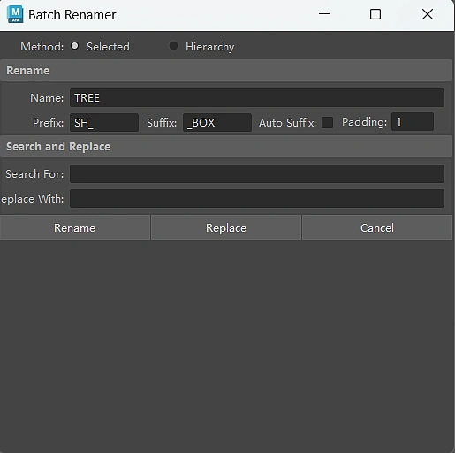 作品：《在Maya和UE5中制作批量重命名工具》