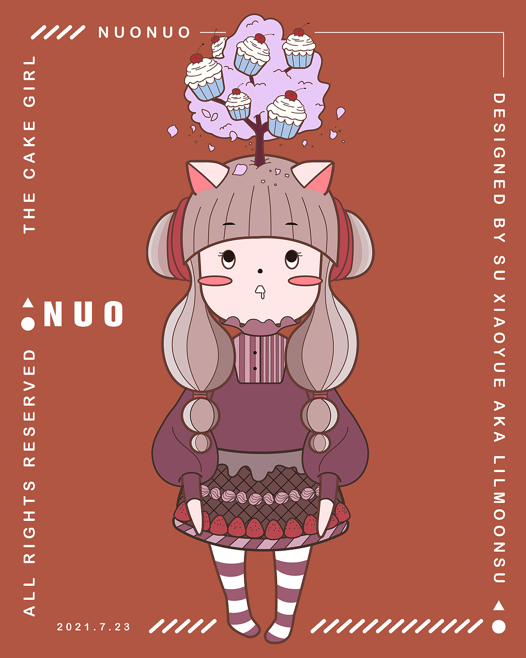 蛋糕店IP形象设计‖头上长出糕点的女孩NUONUO（图ZMzEwNjM2OTI4） - IP形象 - 站酷设计师小月Lilmoonsu原创素材 - 站酷ZCOOL