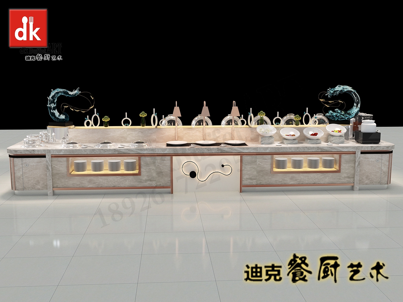 组合布菲台定制高端自助餐台 自助餐台面摆设设计 