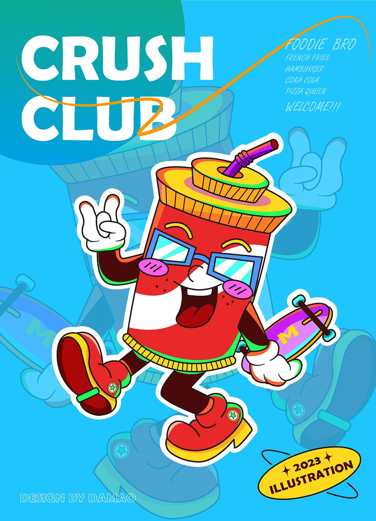 原创多巴胺美食潮流ai插画