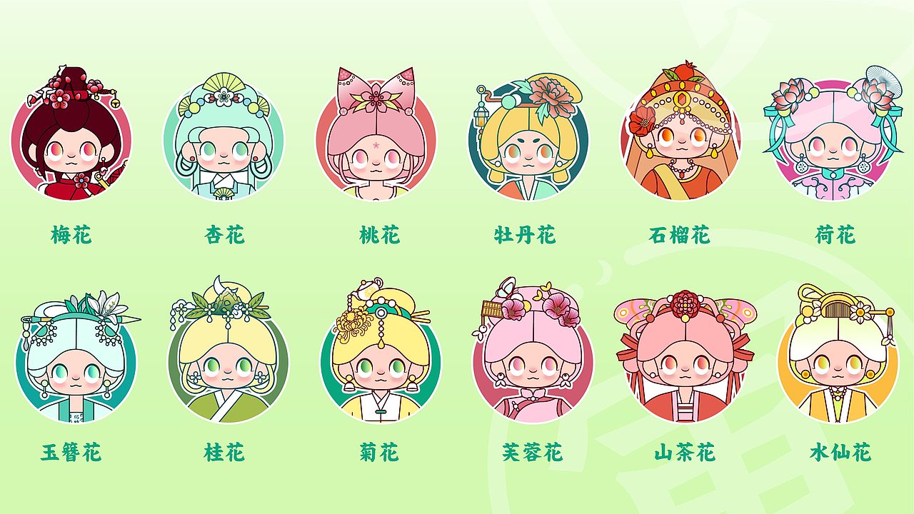 十二花神国风拟人 ip 插画