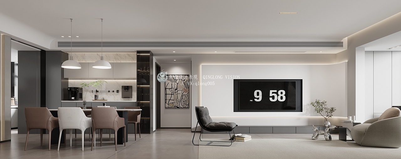 现代客餐厅 厨房 卧室 卫生间