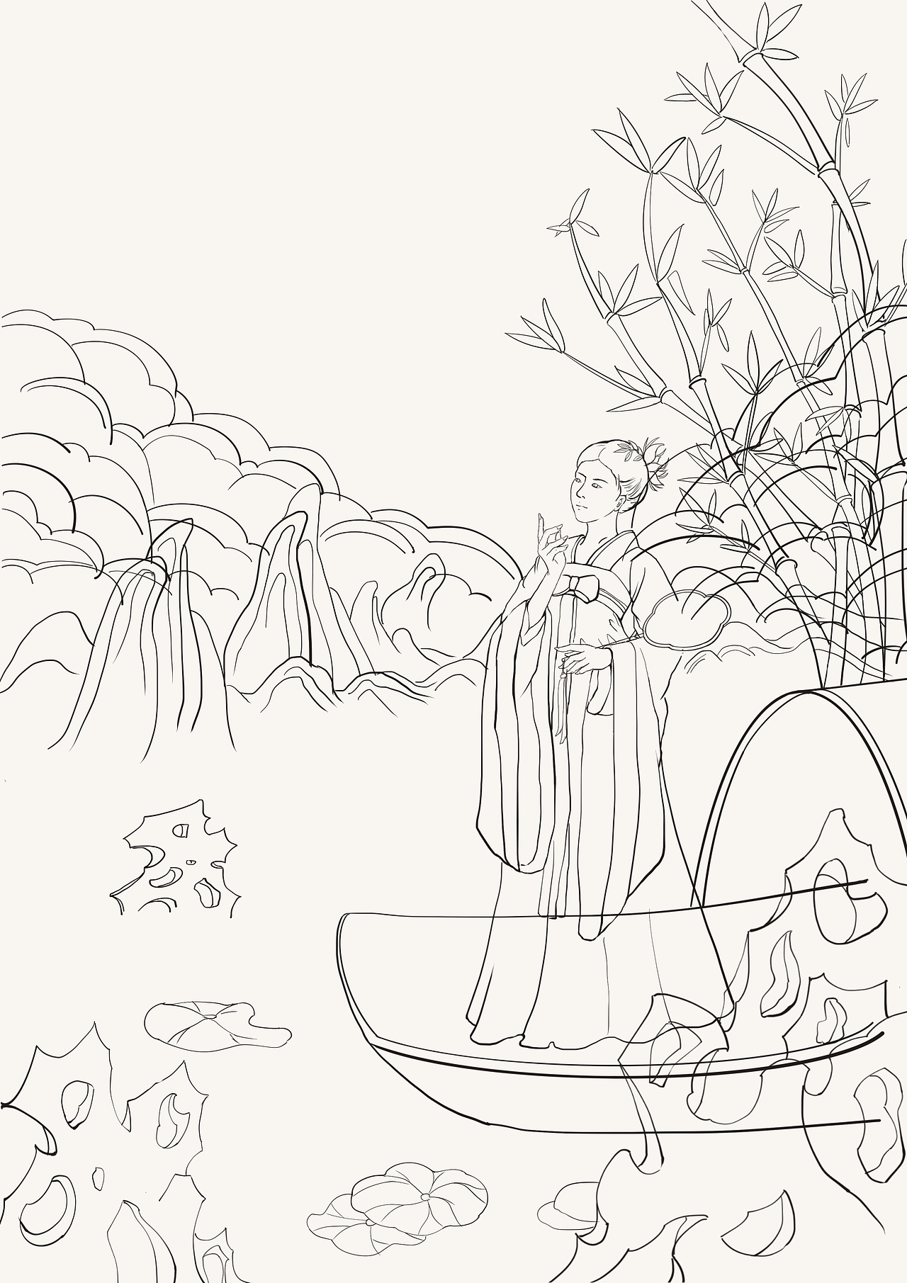 古风国潮插画,古风人物