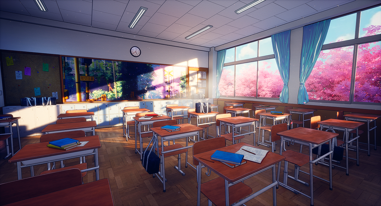 【UE5】日式新海诚风格化教室场景 [三渲二渲染]（图ZMzE4OTQwNjgw） - 场景 - 站酷设计师Op_fairytail原创素材 - 站酷ZCOOL