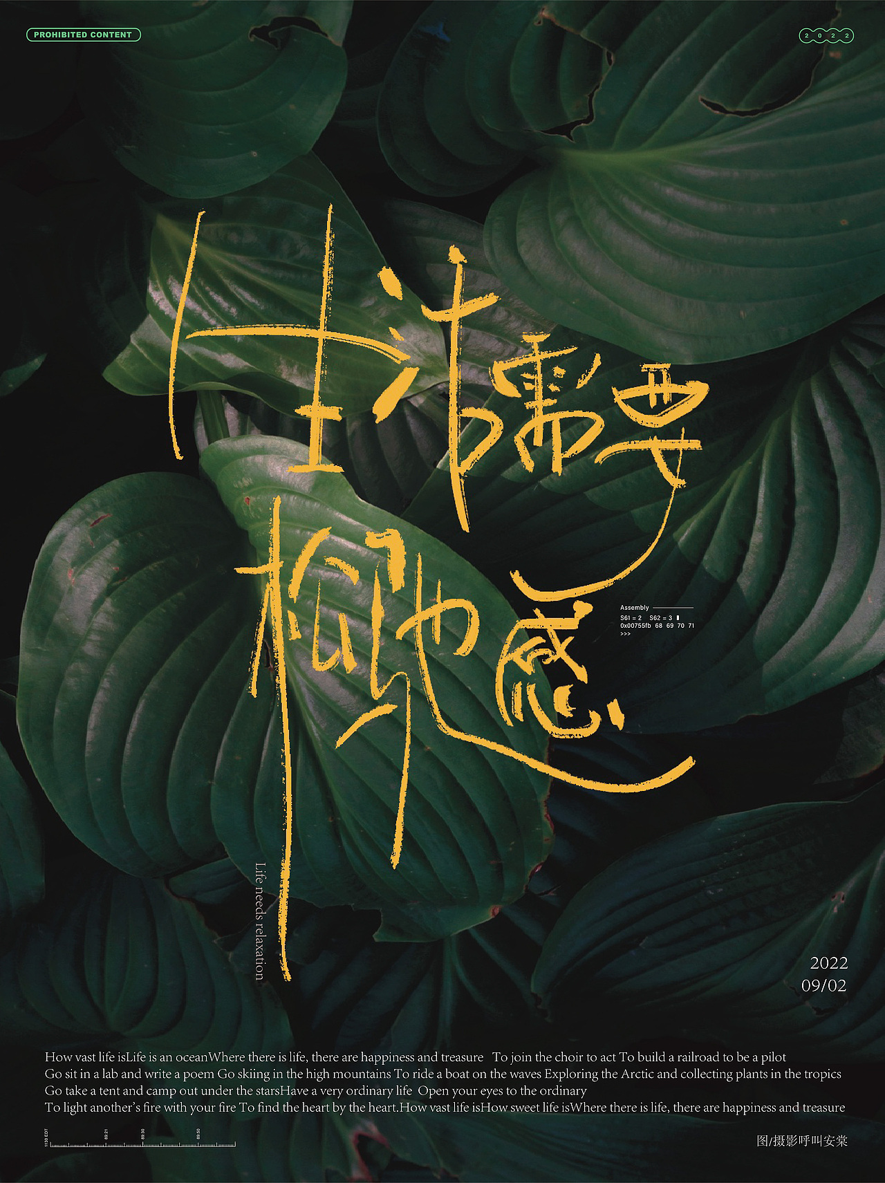 字体版式设计4-生活需要松弛感（图ZMzE0NjQ1ODY0） - 海报 - 站酷设计师碗碗不太能吃原创素材 - 站酷ZCOOL